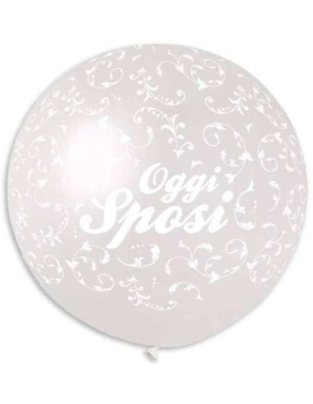 Palloncino lattice mongolfiera 31" Cm. 80 Oggi Sposi bianco perlato