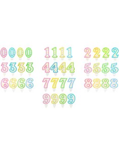 Candelina numero classico multicolor Cm. 7,5 - Confezione 40 pezzi assortiti 0-9
