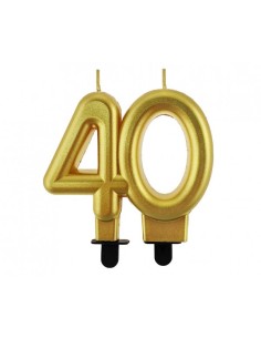 Candelina per torta numero doppio H. cm. 8 - Oro Gold metallizzato - Nr. 40