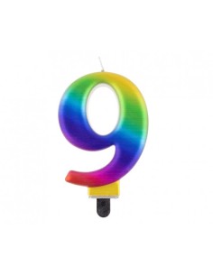 Candelina per torta multicolor Cm. 8 - Galaxy - Numero 9