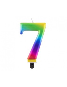 Candelina per torta multicolor Cm. 8 - Galaxy - Numero 7