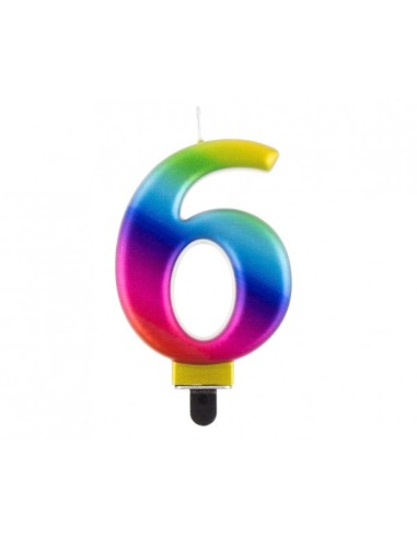 Candelina per torta multicolor Cm. 8 - Galaxy - Numero 6