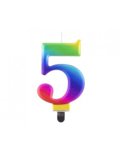 Candelina per torta multicolor Cm. 8 - Galaxy - Numero 5