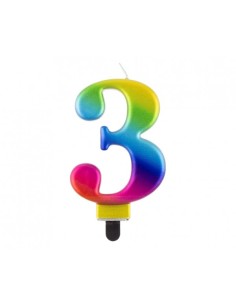Candelina per torta multicolor Cm. 8 - Galaxy - Numero 3