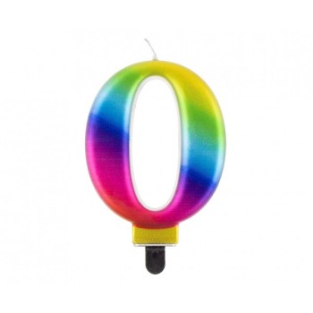 Candelina per torta multicolor Cm. 8 - Galaxy - Numero 0