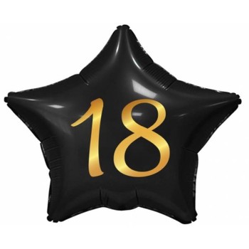 Palloncino mylar stella 18" Cm. 44 - Nera con stampa oro "18"