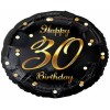 Palloncino mylar rotondo 18" - Happy Birthday 30 - Nero con stampa Gold