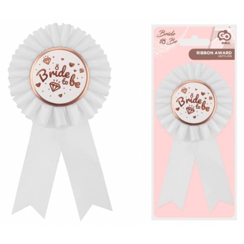 Coccarda con spilla "Bride to Be" - Bianca