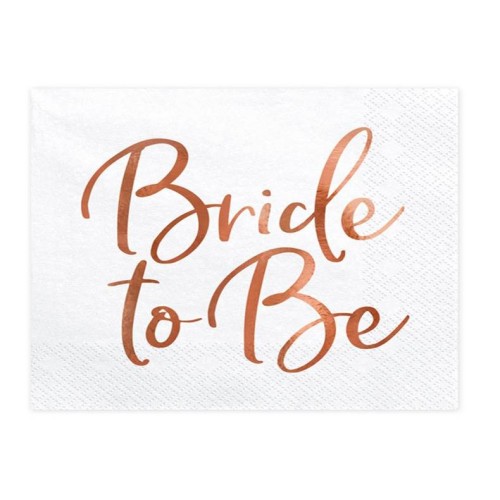 Tovaglioli carta bianchi Cm. 33x33 stampa rosa gold metal - Bride to be - Confezione 20 pezzi