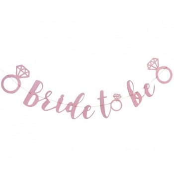 Festone scritta "Bride to Be" glitterato rosa gold Cm. 300