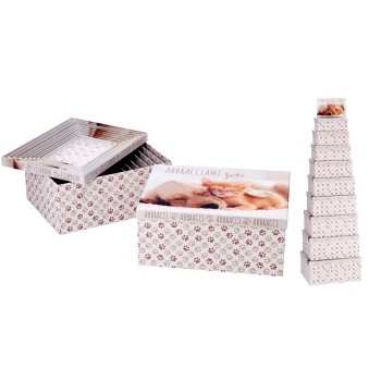 Set 10 scatole matrioska da cm. 38x29x17 a scalare - Cane e Gatto
