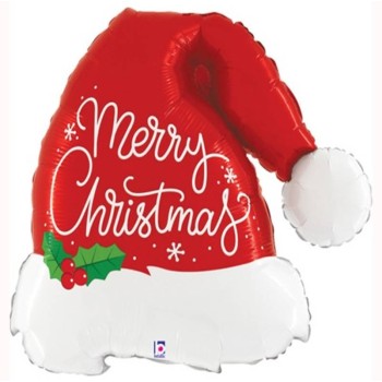 Palloncino mylar 41'' Cm. 104 - Cappello Babbo Natale Merry Christmas