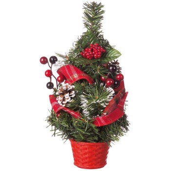 Albero di Natale con nastro rosso Cm. 17x31,5