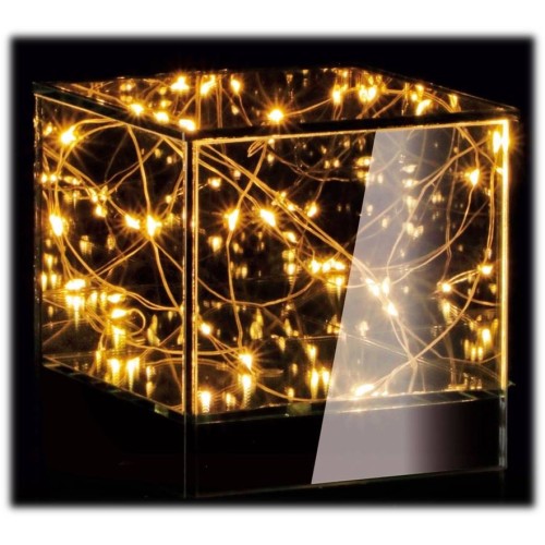Lampada cubo vetro Cm. 12x12x12 con 15 led interni