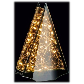 Lampada «Albero di Natale» vetro Cm. 16x6x24 con 15 led interni