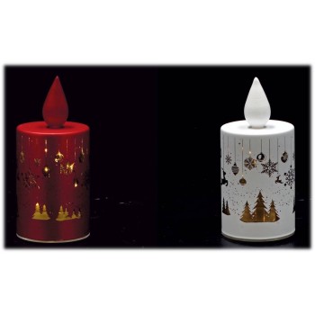 Candela in vetro con 10 led interni Cm. 7x15 - Colori assortiti