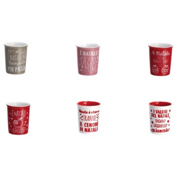 Bicchierino ceramica umoristico «Noel» Cm. 6x7 - Soggetti assortiti