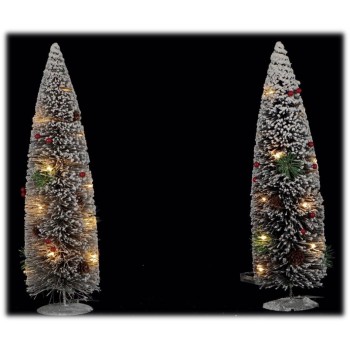 Albero di natale innevato stilizzato con 15 led Cm. 14x50