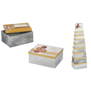 Set 10 scatole matrioska «Merry Christmas Sfere» Cm. 38x29x16,5 a scalare