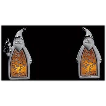 Babbo Natale in ceramica con led interni Cm. 11x6,5x19 - Soggetti assortiti