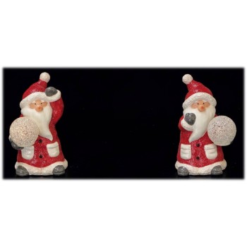 Babbo Natale in terracotta con led interni Cm. 13x11x19,5 - Modelli assortiti