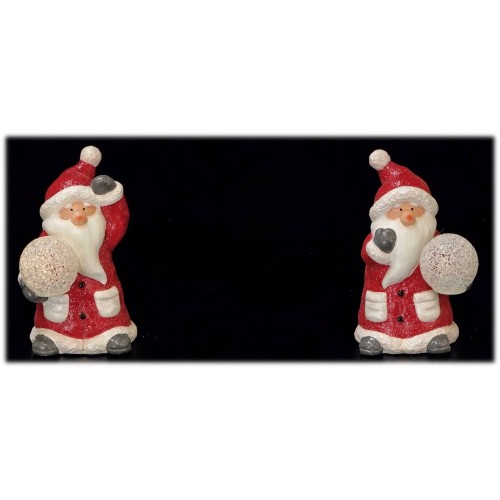 Babbo Natale in terracotta con led interni Cm. 13x11x19,5 - Modelli assortiti