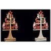 Albero di Natale decorato in legno mdf con 8 led Cm. 18x3x37