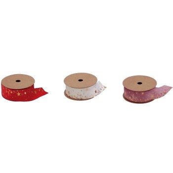 Nastro in tessuto vellutato stampato natalizio Cm. 3x300 - Modelli assortiti