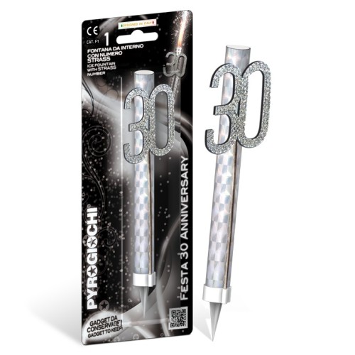 Candela flumbè con numero strass - 30