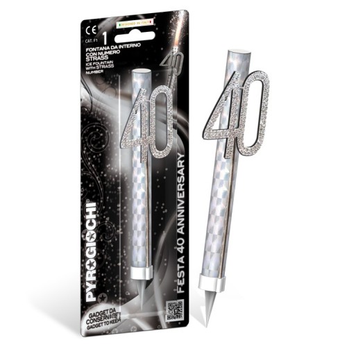 Candela flumbè con numero strass - 40