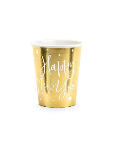 Bicchiere carta 220 ML metallizzato - Happy New Year - Blister 6 pezzi