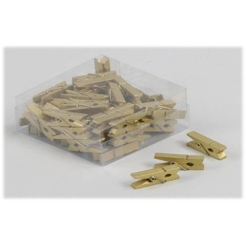 Set 50 mollette legno Cm. 3,5 – Oro Gold