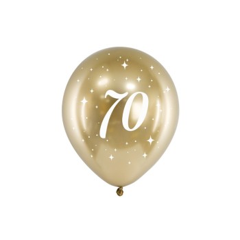 Palloncini in lattice Glossy oro cromati Cm. 30 - Stampa 70 - Blister 6 pezzi