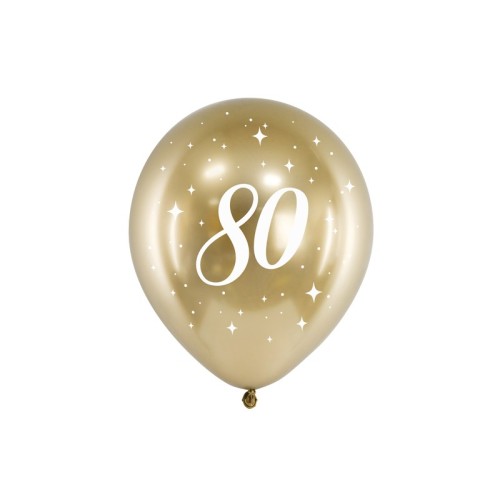 Palloncini in lattice Glossy oro cromati Cm. 30 - Stampa 80 - Blister 6 pezzi