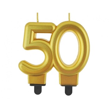 Candelina per torta numero doppio H. cm. 8 - Oro Gold metallizzato - Nr. 50