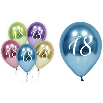 Palloncini cromati 12’’ multicolor «18» – Blister 5 pezzi