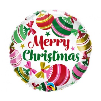 Palloncino mylar 18’’ Cm. 45 Qualatex – Merry Christmas Sfere Colorate