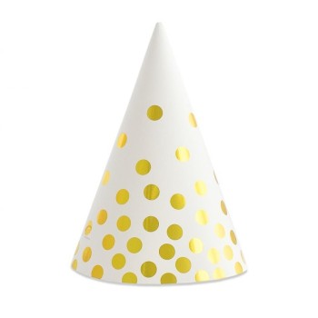 Cappellino cono bianco «Gold Dots» – Blister 6 pezzi