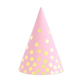 Cappellino cono rosa «Gold Dots» – Blister 6 pezzi