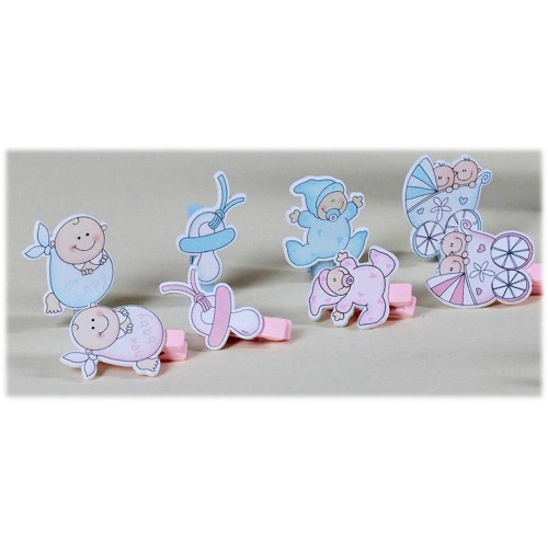 Set 50 mollette Nascita/Battesimo rosa/celeste Cm. 3,5x3