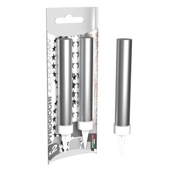 Candela flumbe metallizzata silver - Blister 2 pezzi