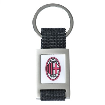 Portachiavi in metallo e stoffa logo AC Milan