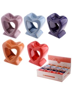 Bruciatore essenze in ceramica Heart Cm. 8x7,5 - Colori assortiti