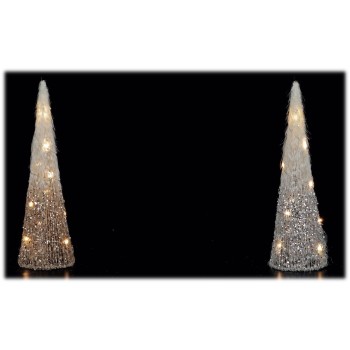 Albero di Natale ferro e cotone con 10 led Cm. 12x40 - Colori assortiti