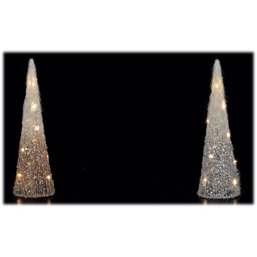 Albero di Natale ferro e cotone con 10 led Cm. 12x40 - Colori assortiti