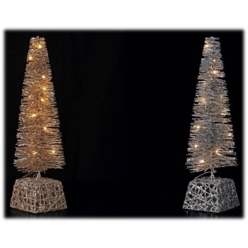 Albero di Natale ferro e rattan con 15 led Cm. 15x50
