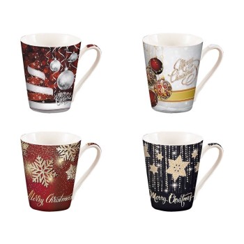 Tazza mug ceramica natalizie conica «Merry Christmas» - Soggetti assortiti