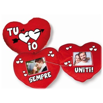 Cuscino cuore con portafoto interno Cm. 40