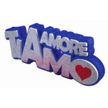 Scritta polistirolo sagomata "Amore ti amo" Cm. 14x35x5
