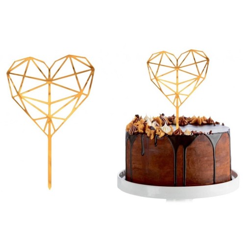 Cake topper acrilico dorato Cm. 16x10 – Diamond Heart